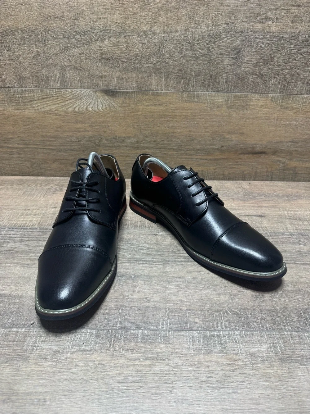 Men's Black Cap-Toe Derby Shoes - Classic Lace-Up Oxford Style